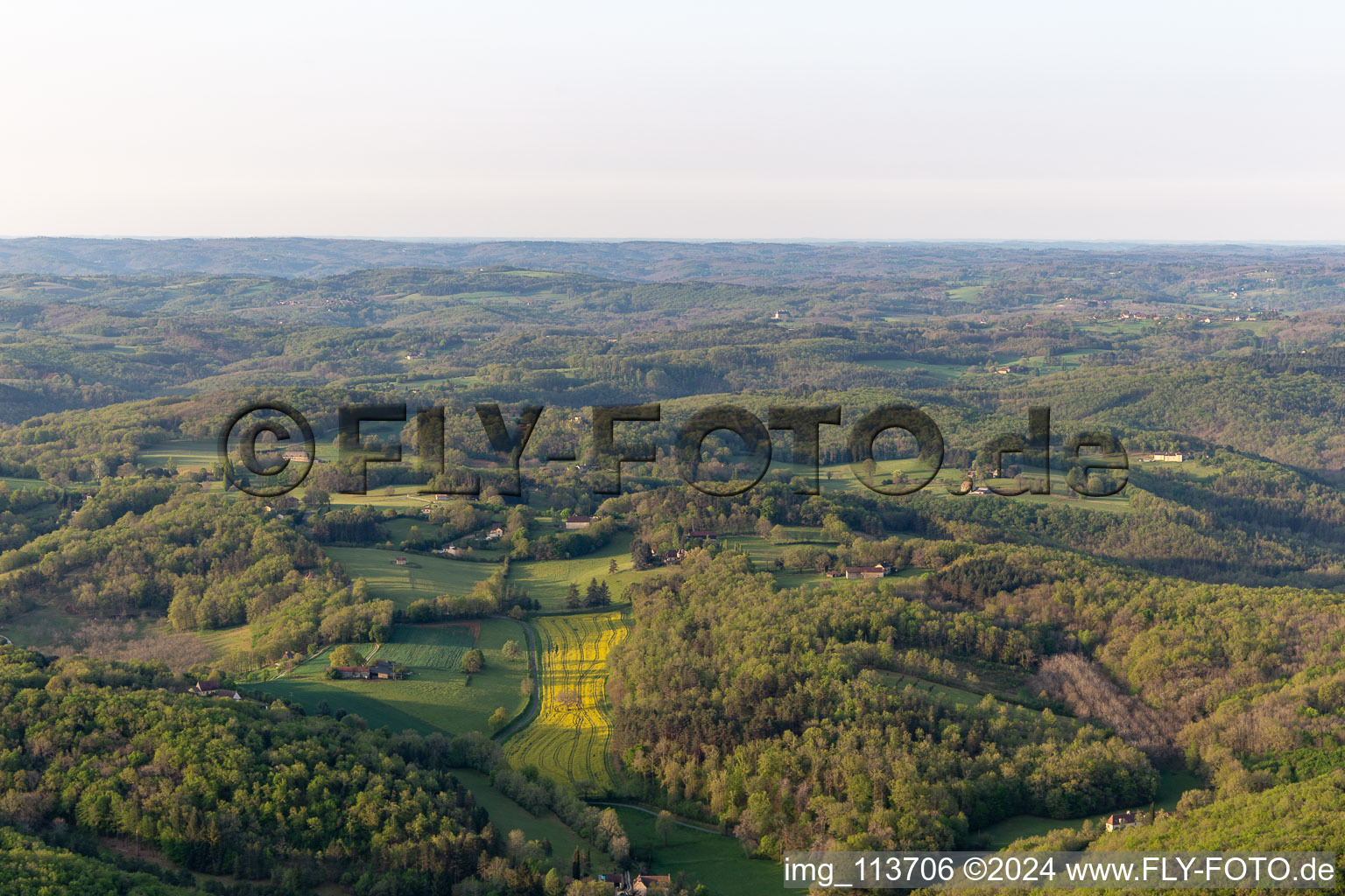 Aerial view of Castelnaud-la-Chapelle in the state Dordogne, France