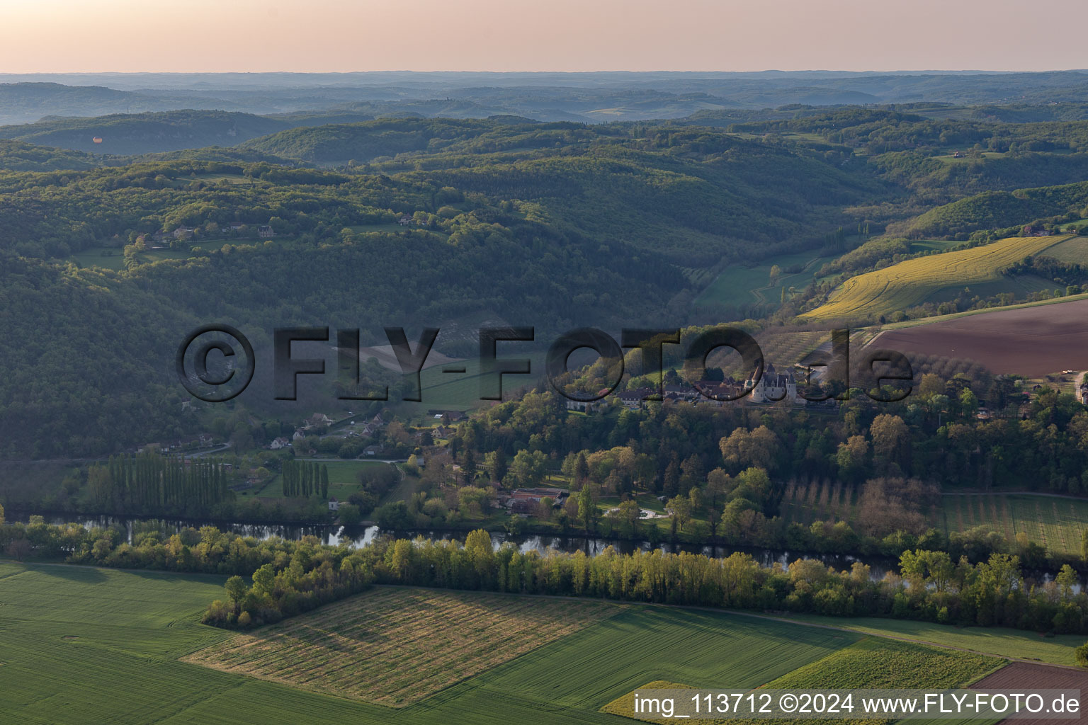 Aerial photograpy of Saint-Vincent-de-Cosse in the state Dordogne, France