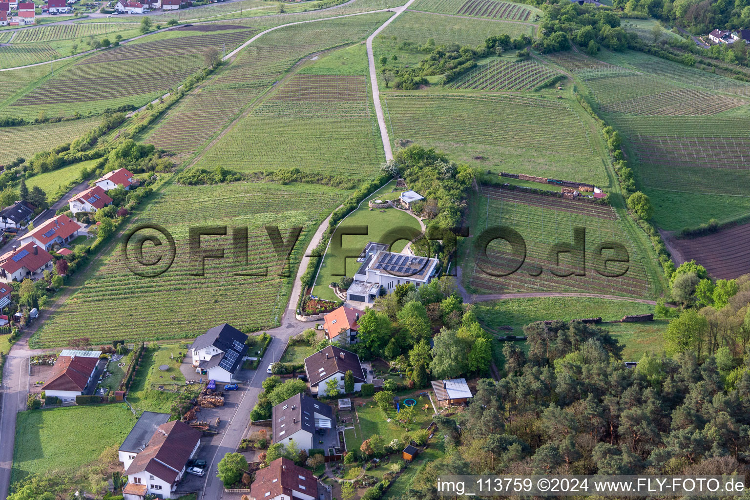 Oblique view of District Gleiszellen in Gleiszellen-Gleishorbach in the state Rhineland-Palatinate, Germany