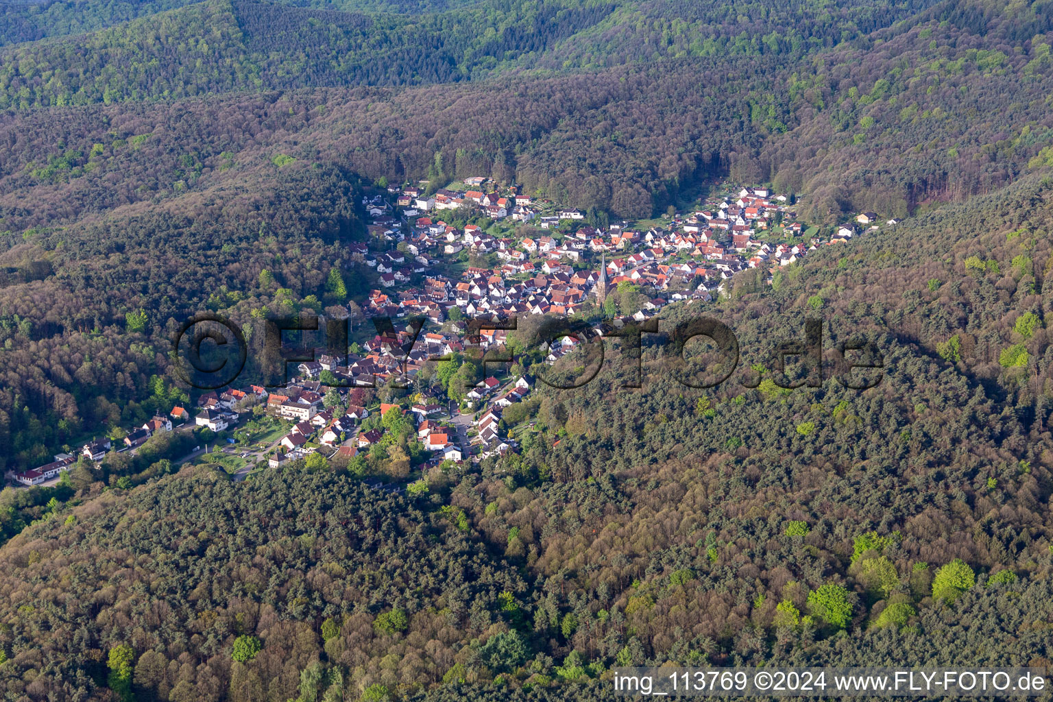 Drone image of Dörrenbach in the state Rhineland-Palatinate, Germany