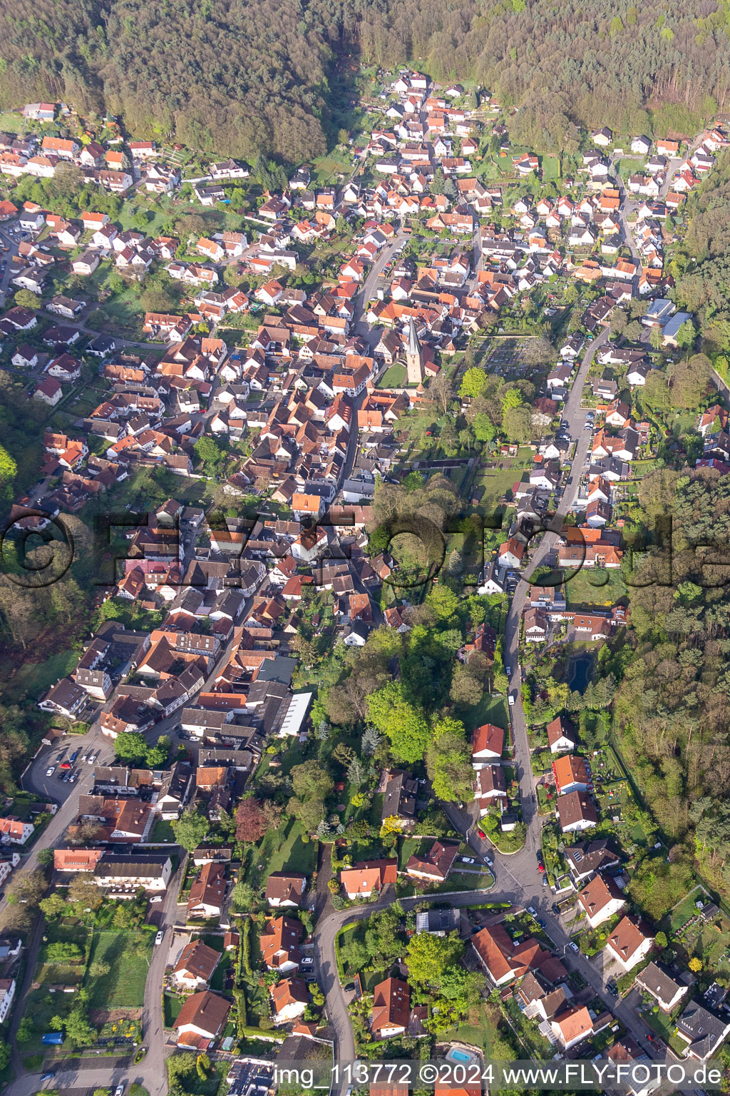 Dörrenbach in the state Rhineland-Palatinate, Germany seen from a drone