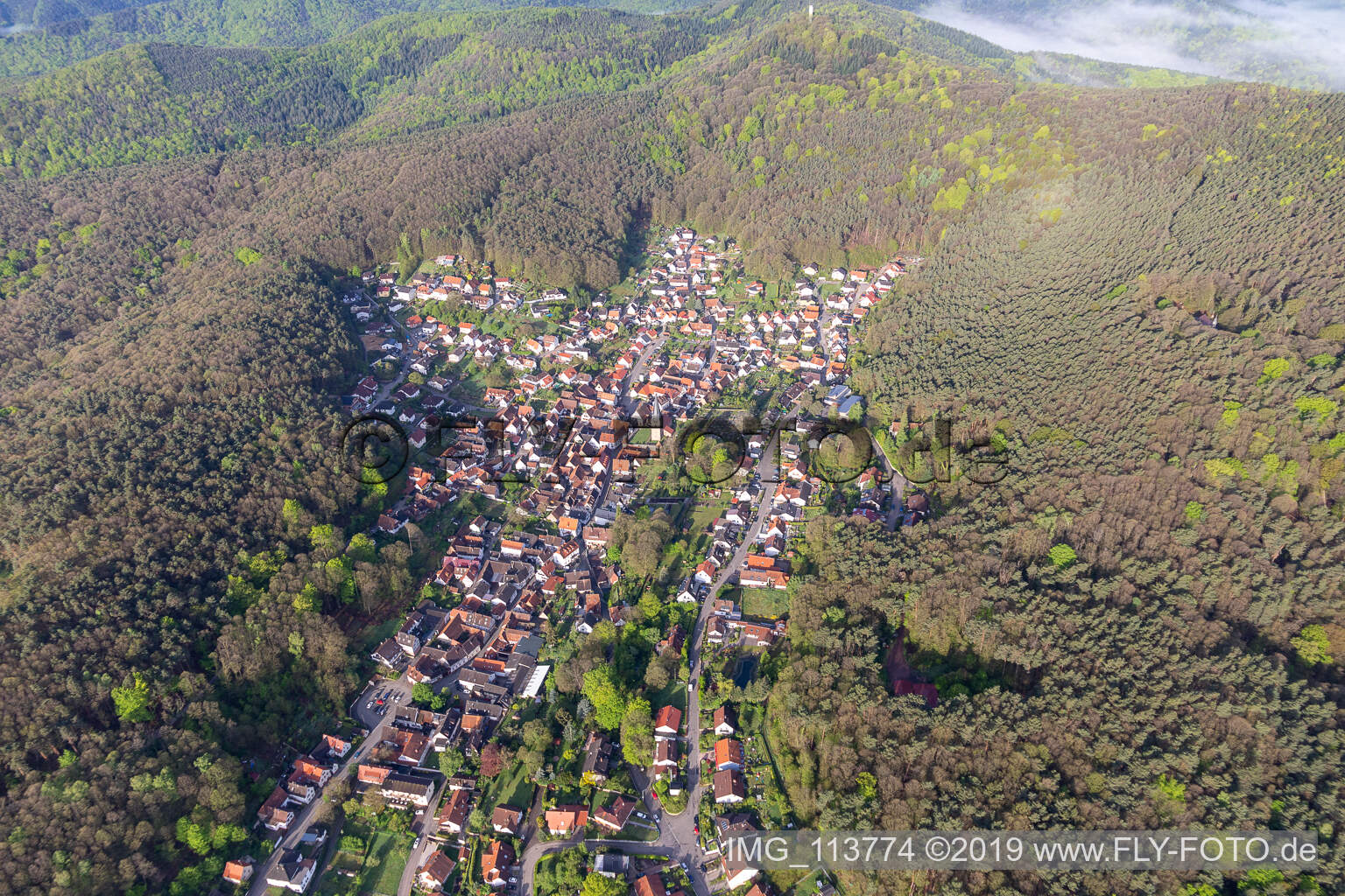 Aerial photograpy of Dörrenbach in the state Rhineland-Palatinate, Germany