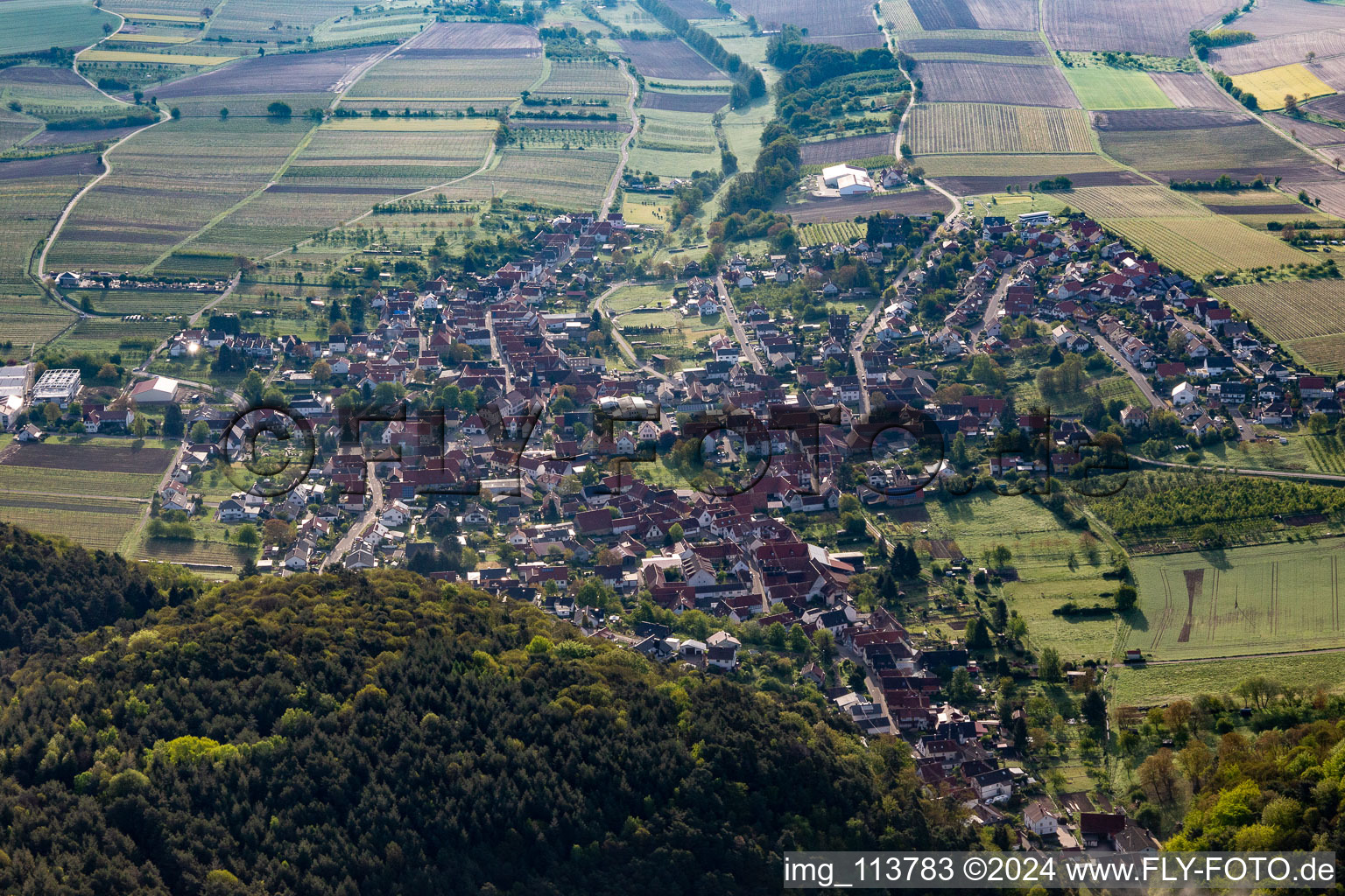 Oberotterbach in the state Rhineland-Palatinate, Germany from the plane