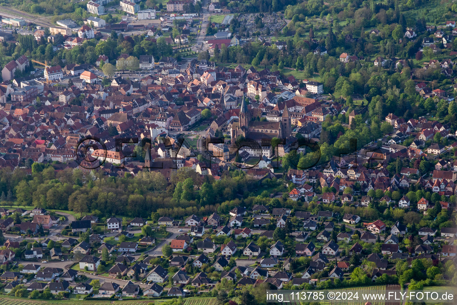 Wissembourg in the state Bas-Rhin, France seen from a drone