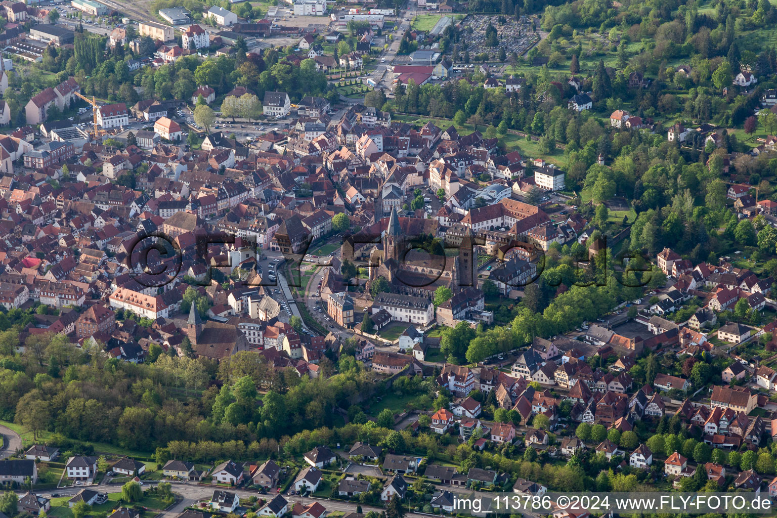 Aerial view of Wissembourg in the state Bas-Rhin, France