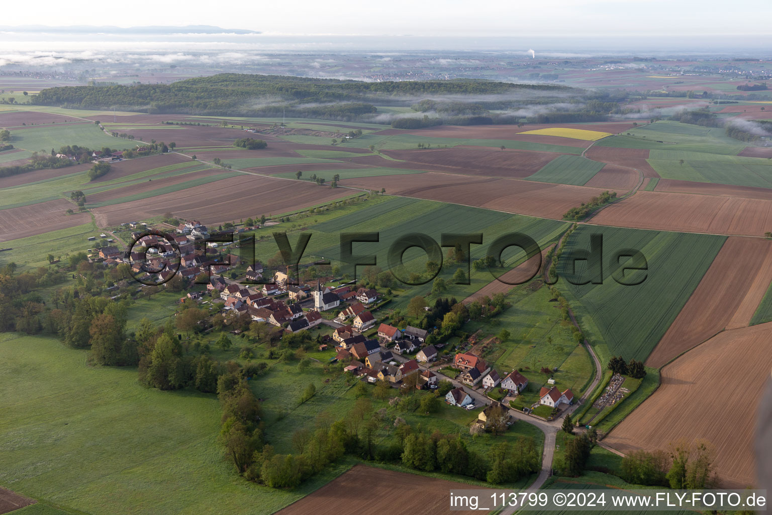 Aerial photograpy of Cleebourg in the state Bas-Rhin, France