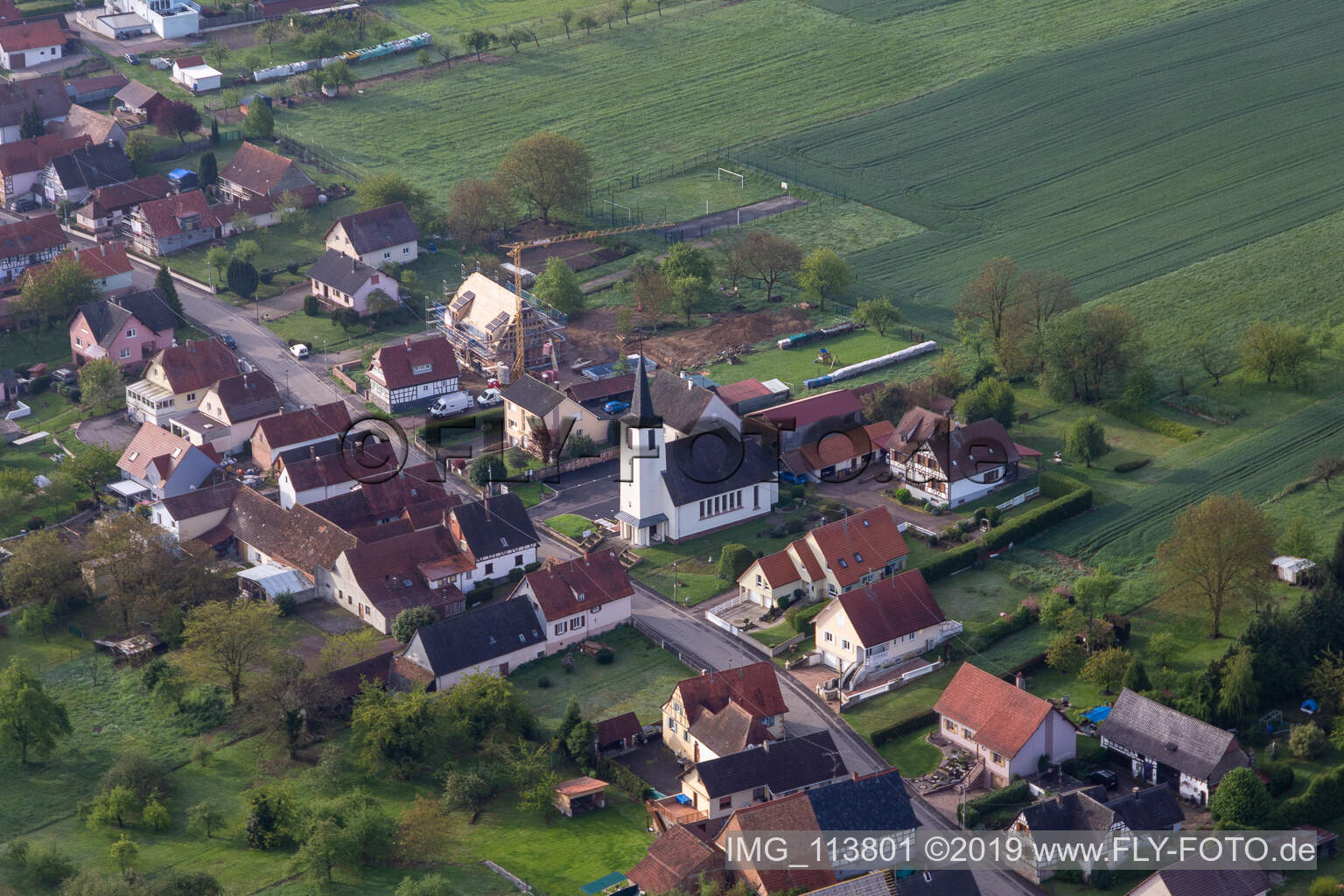 Aerial photograpy of Bremmelbach in the state Bas-Rhin, France