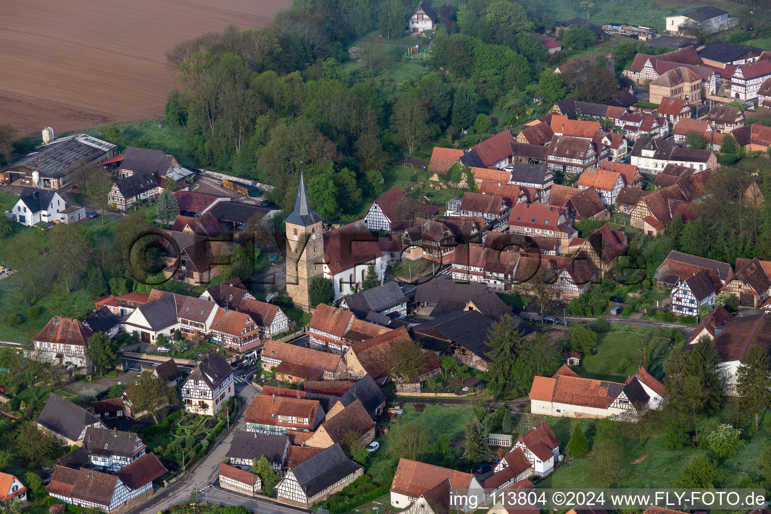 Drachenbronn-Birlenbach in the state Bas-Rhin, France from above