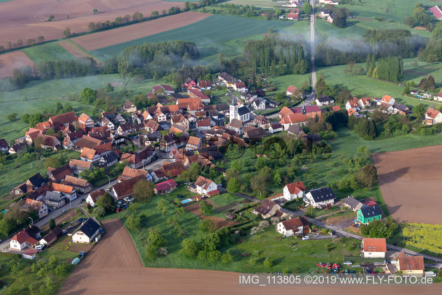 Aerial photograpy of Keffenach in the state Bas-Rhin, France
