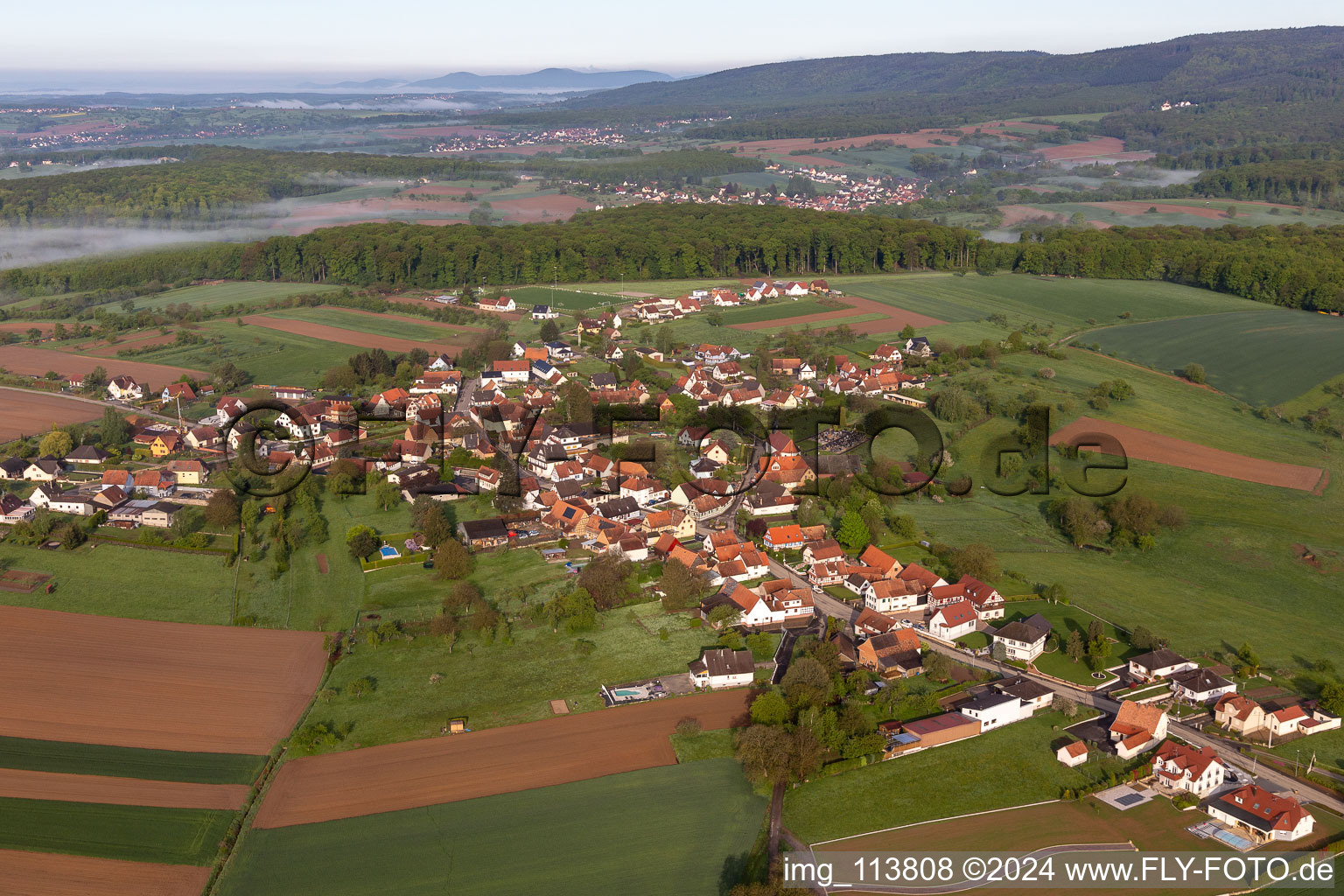 Memmelshoffen in the state Bas-Rhin, France seen from above