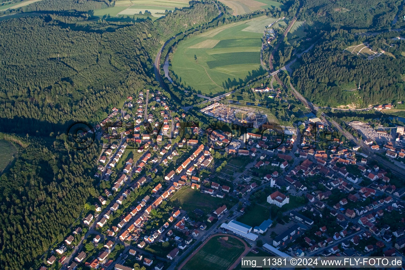 Bird's eye view of Immendingen in the state Baden-Wuerttemberg, Germany