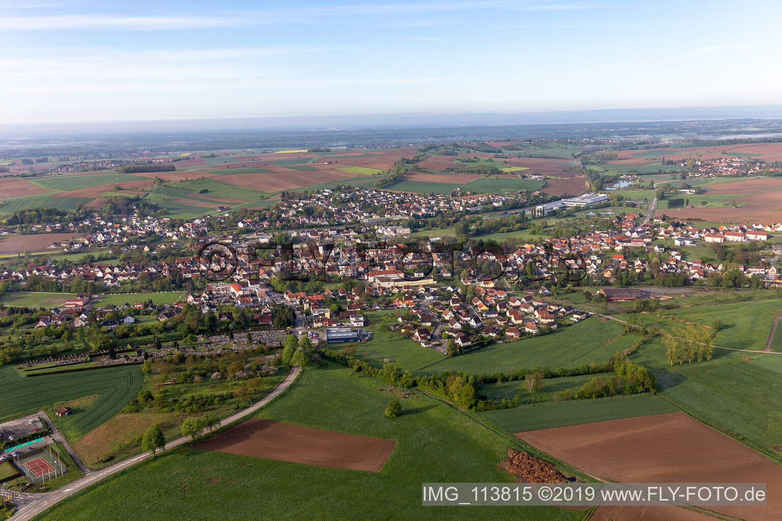 Drone image of Soultz-sous-Forêts in the state Bas-Rhin, France