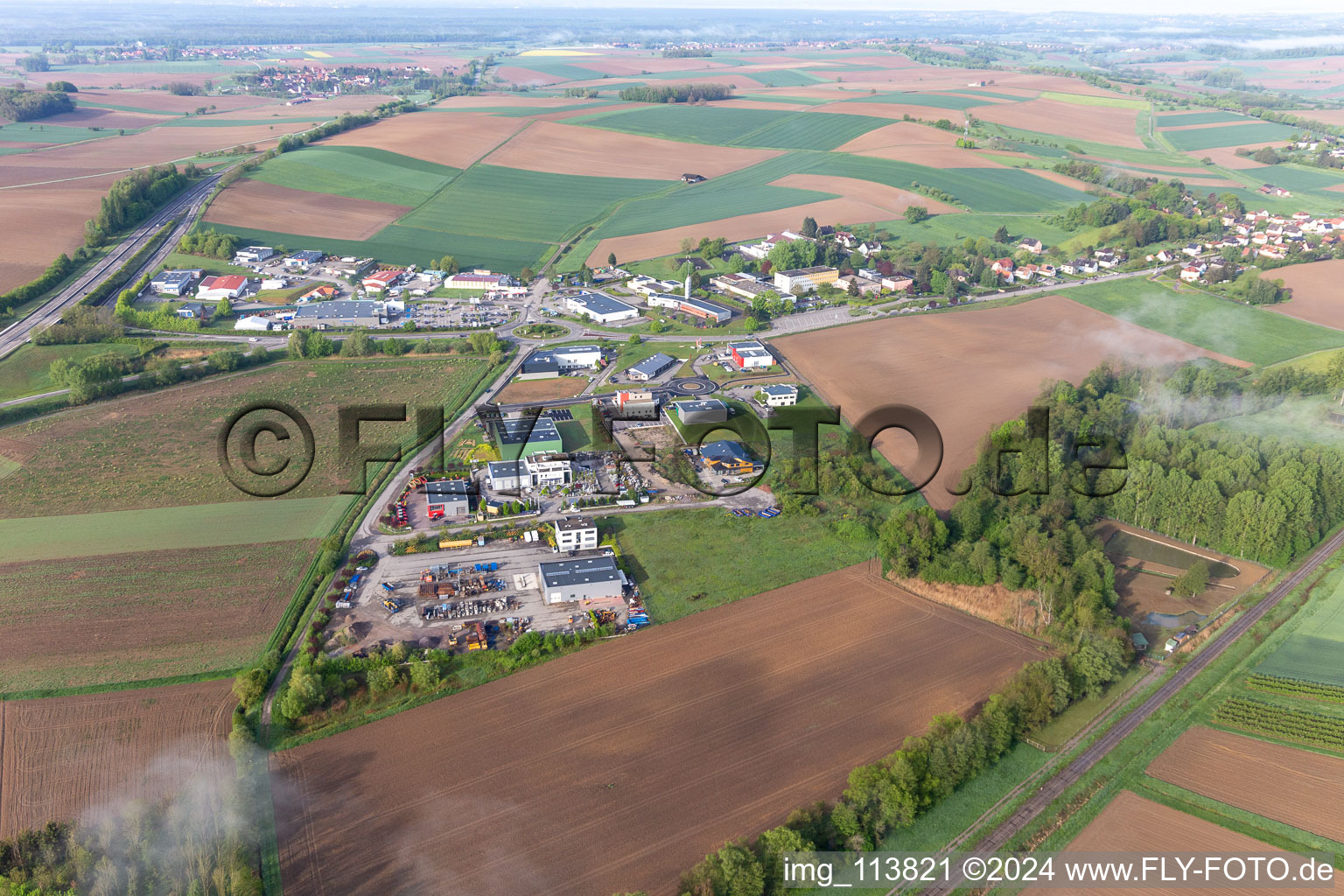 Soultz-sous-Forêts in the state Bas-Rhin, France from the drone perspective