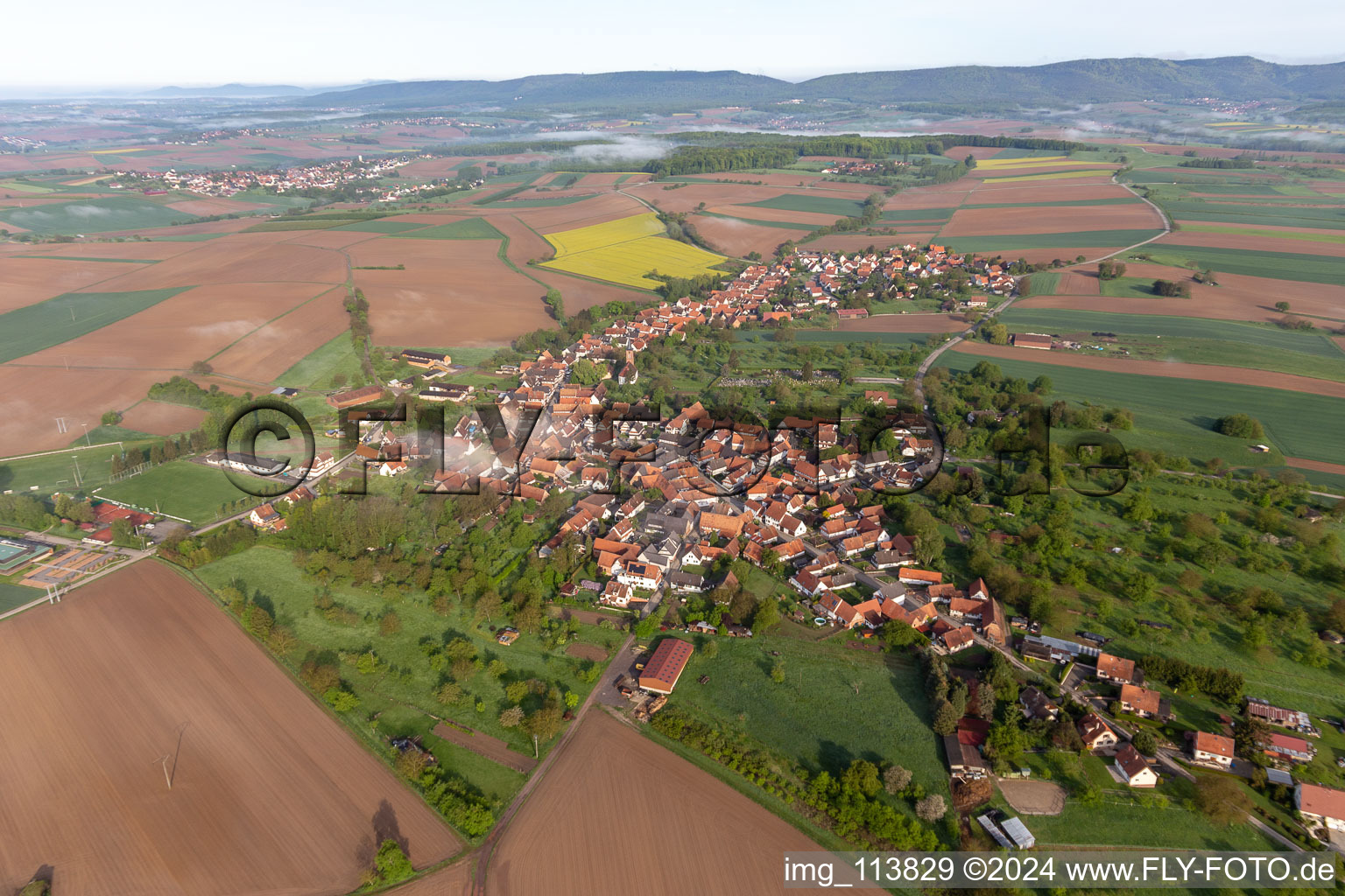 Hunspach in the state Bas-Rhin, France from a drone