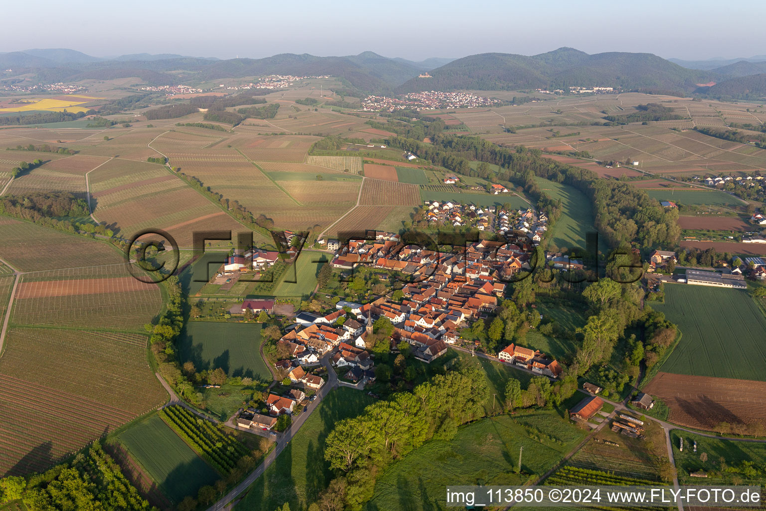 District Heuchelheim in Heuchelheim-Klingen in the state Rhineland-Palatinate, Germany viewn from the air