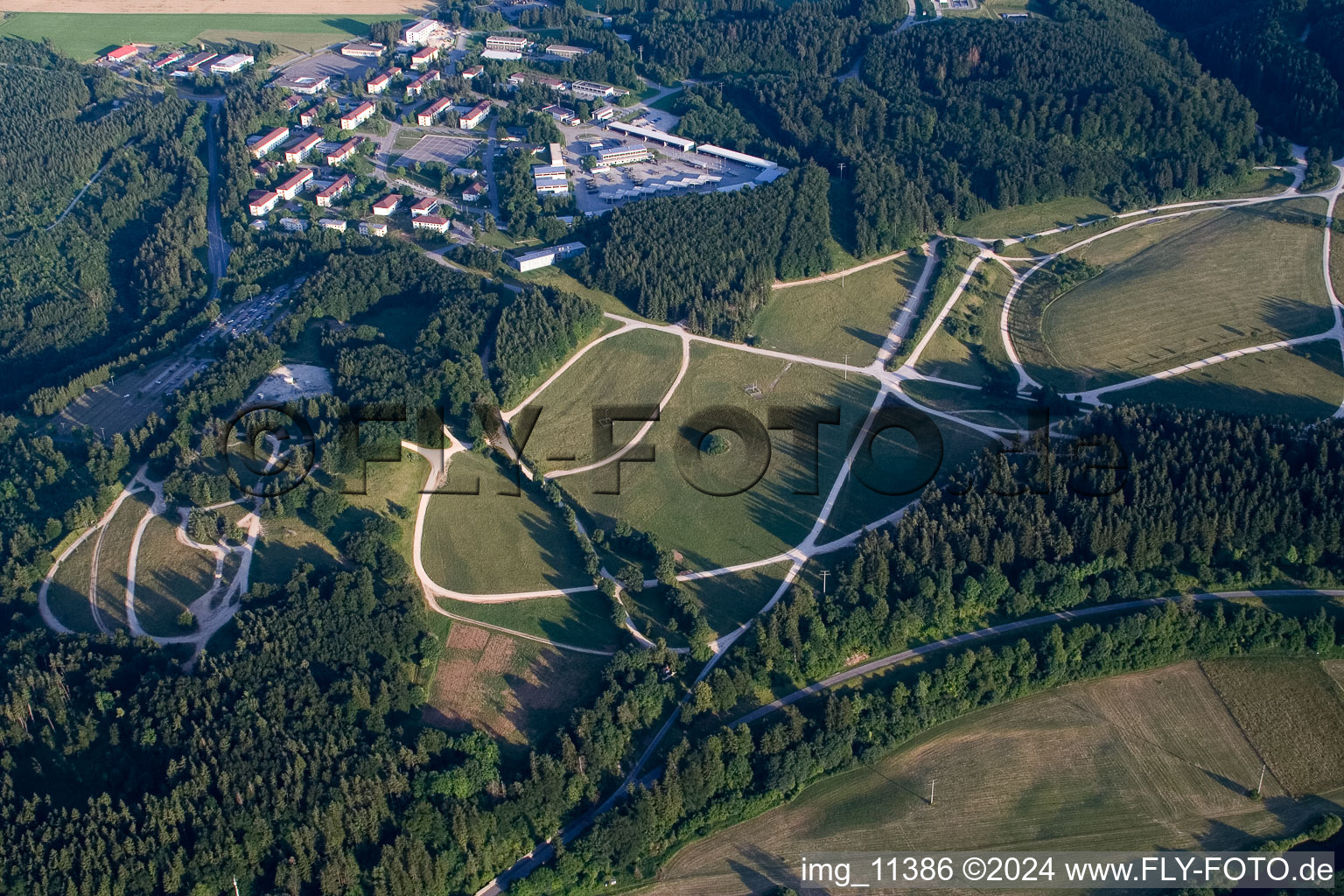 Aerial view of Former military training ground now Daimler Test Track in Immendingen in the state Baden-Wurttemberg, Germany