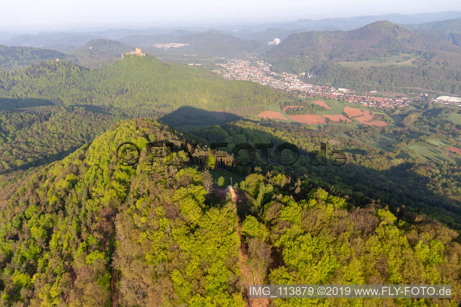 Aerial photograpy of Hohenberg Tower in Birkweiler in the state Rhineland-Palatinate, Germany