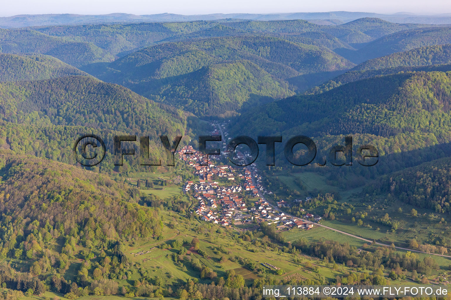 Eußerthal in the state Rhineland-Palatinate, Germany from a drone