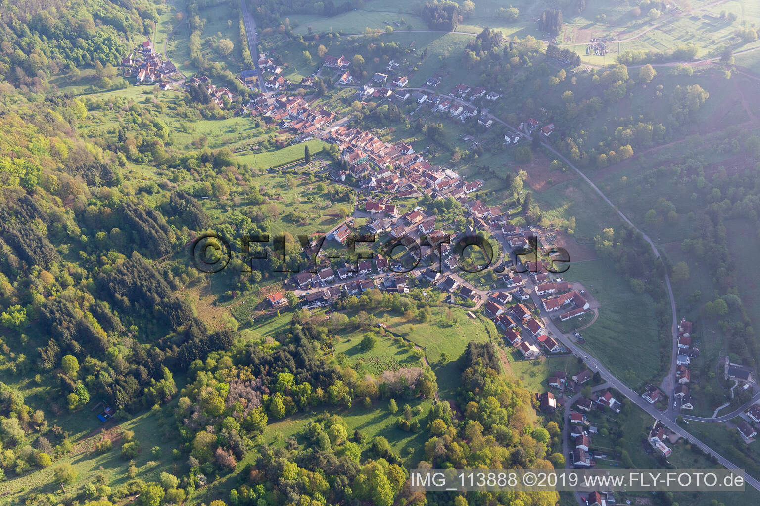 Dernbach in the state Rhineland-Palatinate, Germany seen from above