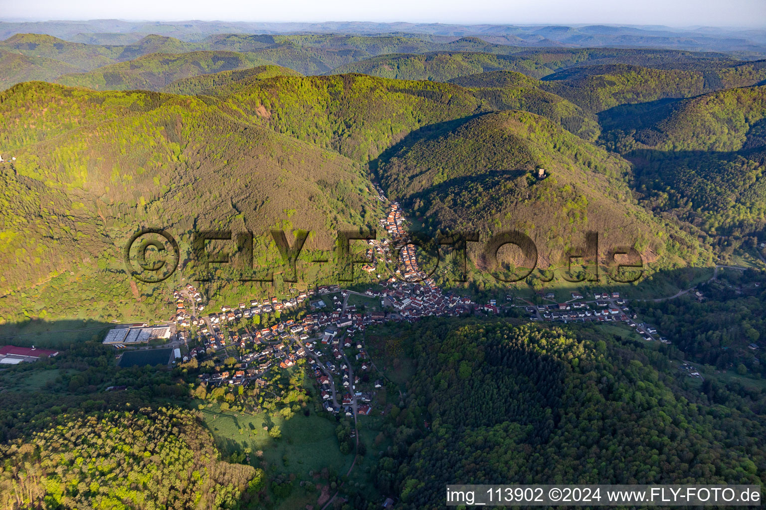 Bird's eye view of Ramberg in the state Rhineland-Palatinate, Germany