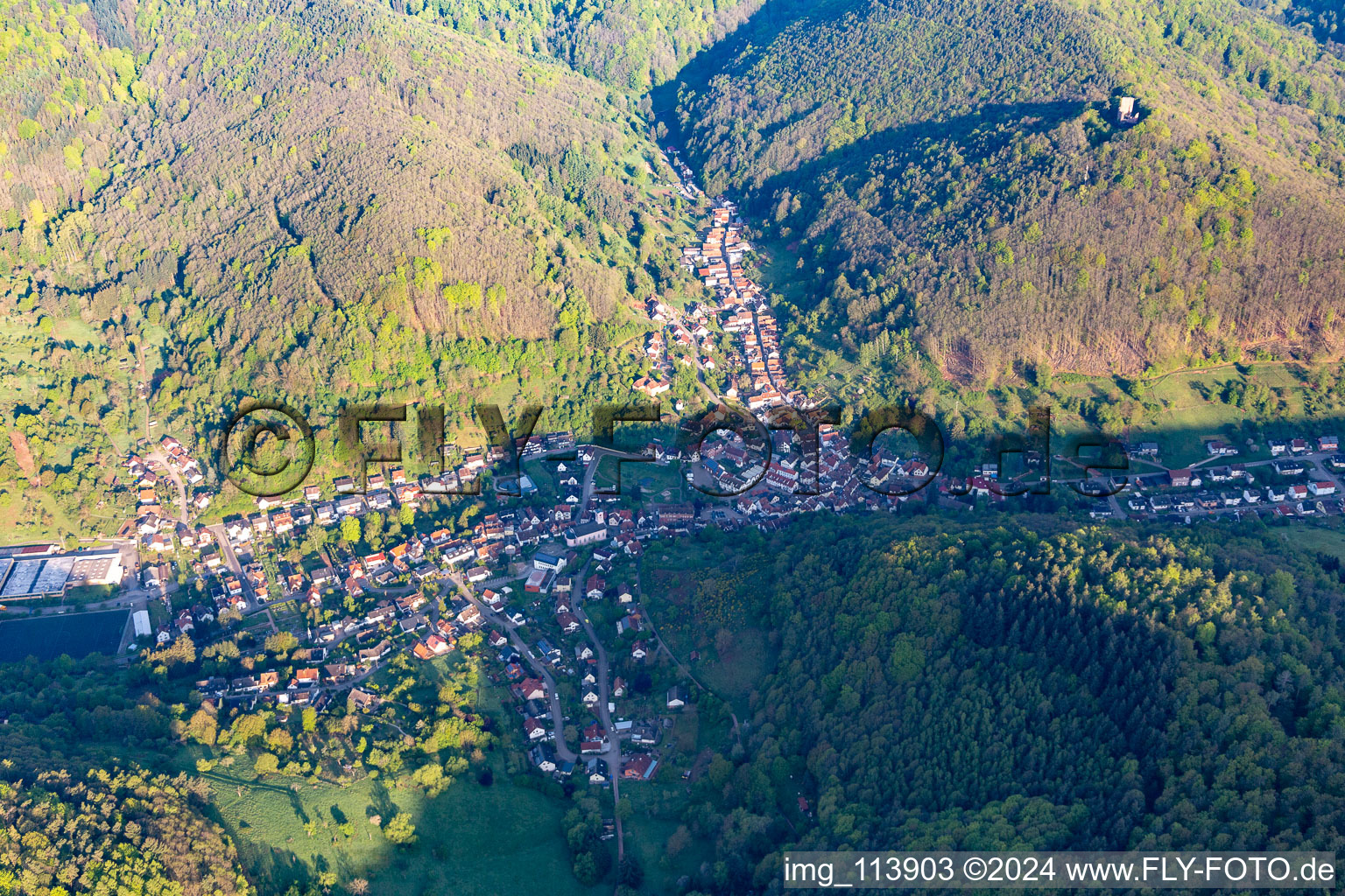 Ramberg in the state Rhineland-Palatinate, Germany viewn from the air