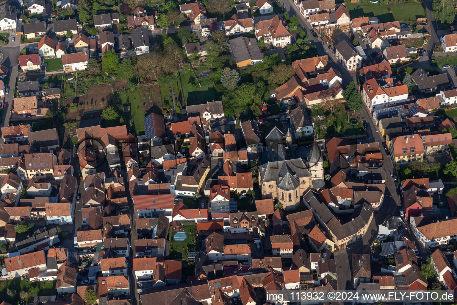 District Arzheim in Landau in der Pfalz in the state Rhineland-Palatinate, Germany from the plane