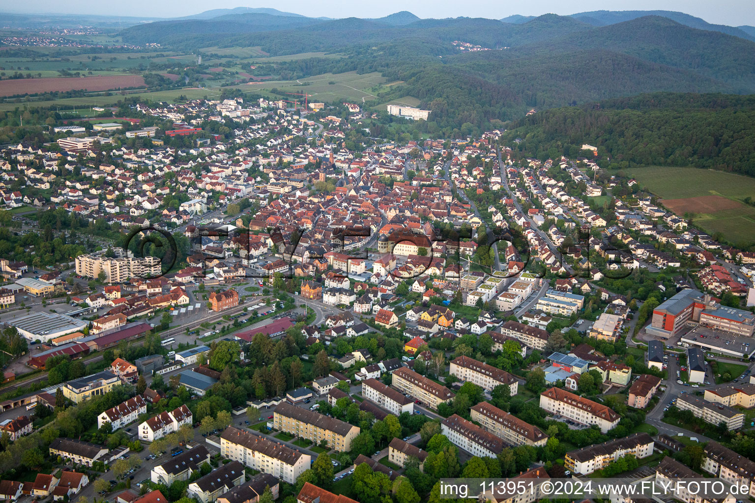 Bad Bergzabern in the state Rhineland-Palatinate, Germany from a drone