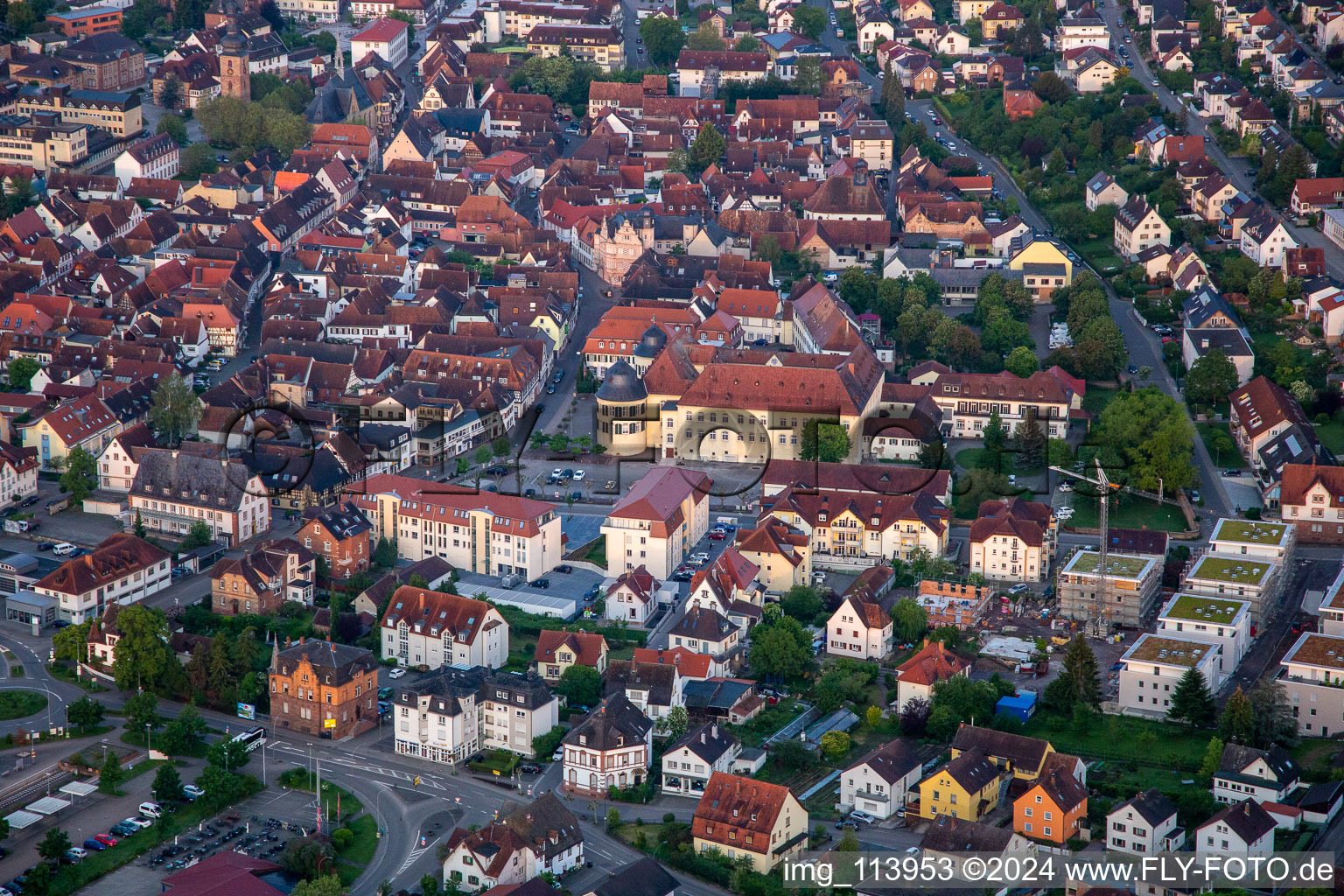 Bad Bergzabern in the state Rhineland-Palatinate, Germany seen from a drone