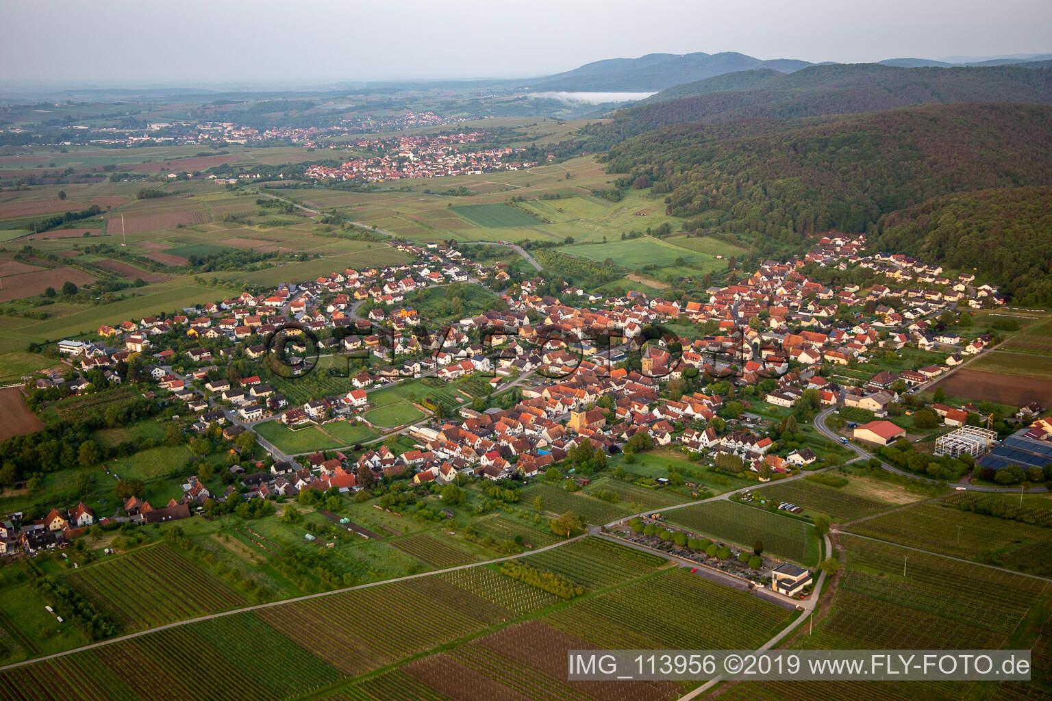 Bird's eye view of Oberotterbach in the state Rhineland-Palatinate, Germany