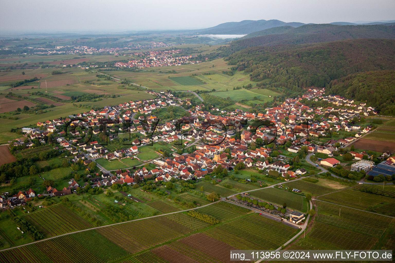 Bird's eye view of Oberotterbach in the state Rhineland-Palatinate, Germany