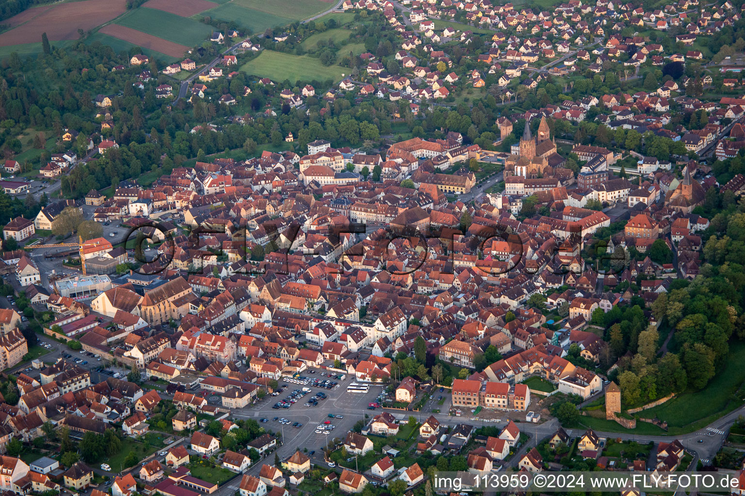 Wissembourg in the state Bas-Rhin, France from above