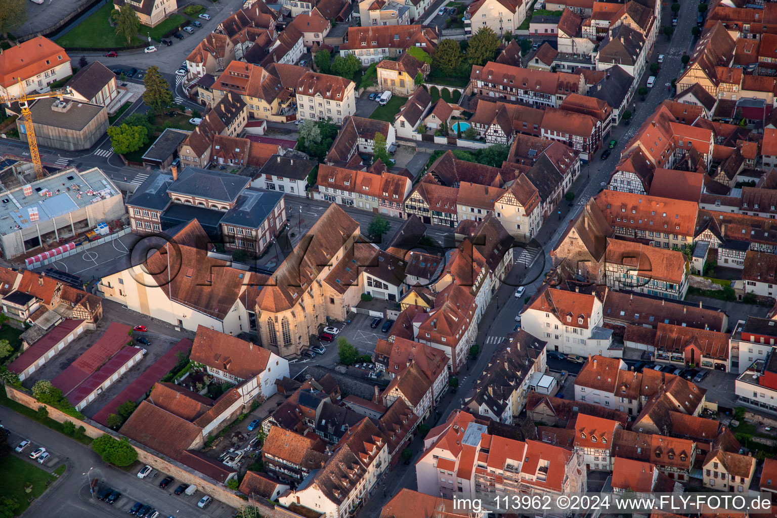 Wissembourg in the state Bas-Rhin, France seen from above