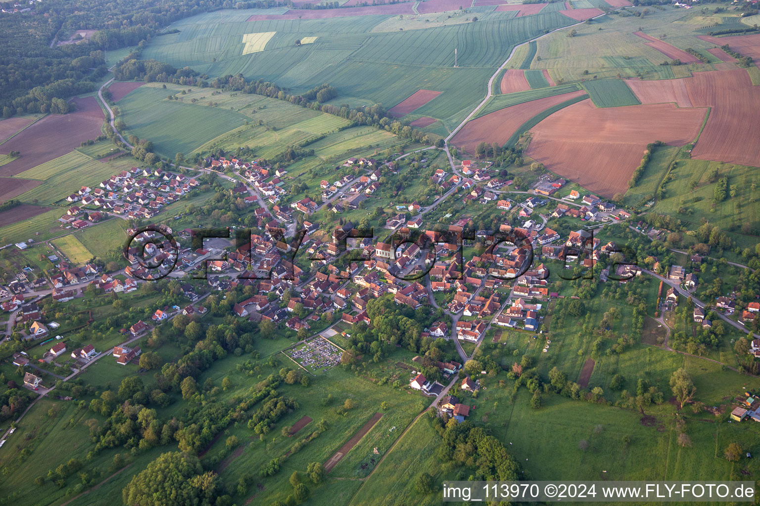 Lampertsloch in the state Bas-Rhin, France out of the air