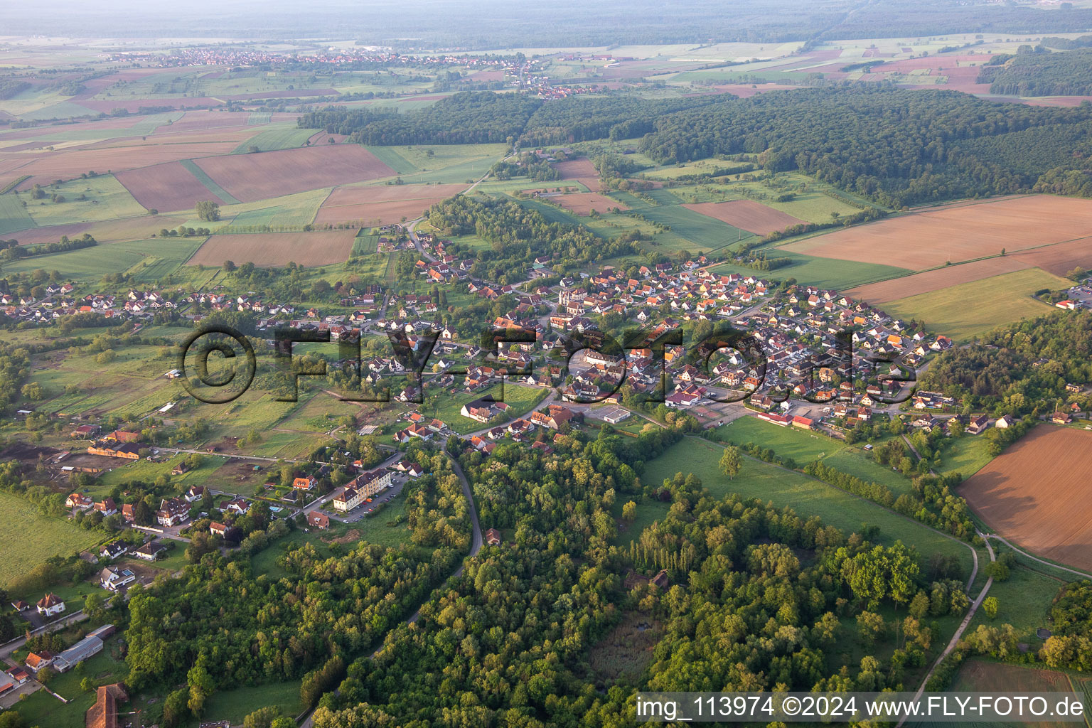 Merkwiller-Pechelbronn in the state Bas-Rhin, France out of the air