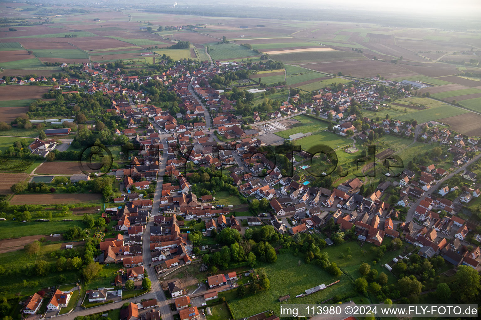 Seebach in the state Bas-Rhin, France from the drone perspective