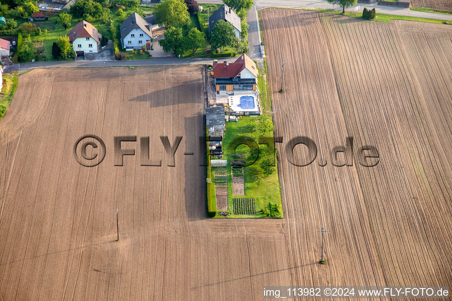 Salmbach in the state Bas-Rhin, France from a drone