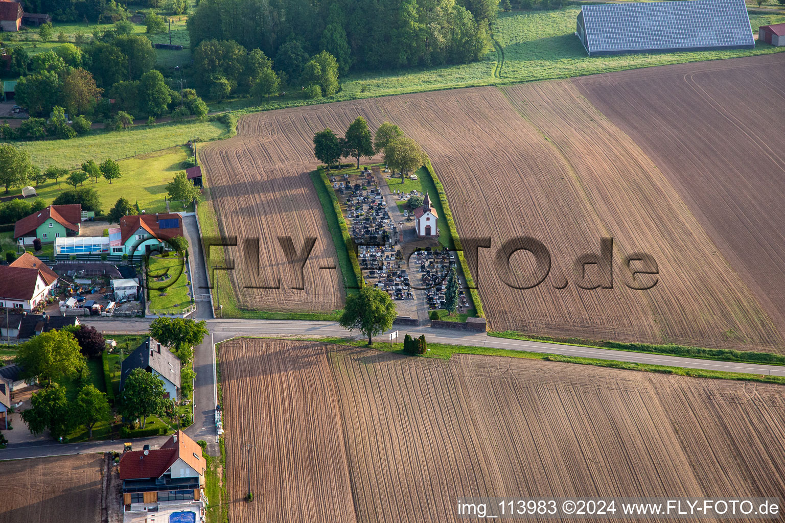 Salmbach in the state Bas-Rhin, France seen from a drone