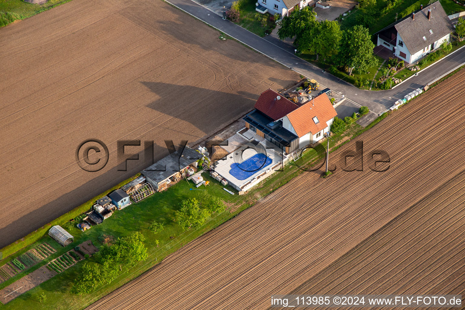 Aerial view of Salmbach in the state Bas-Rhin, France