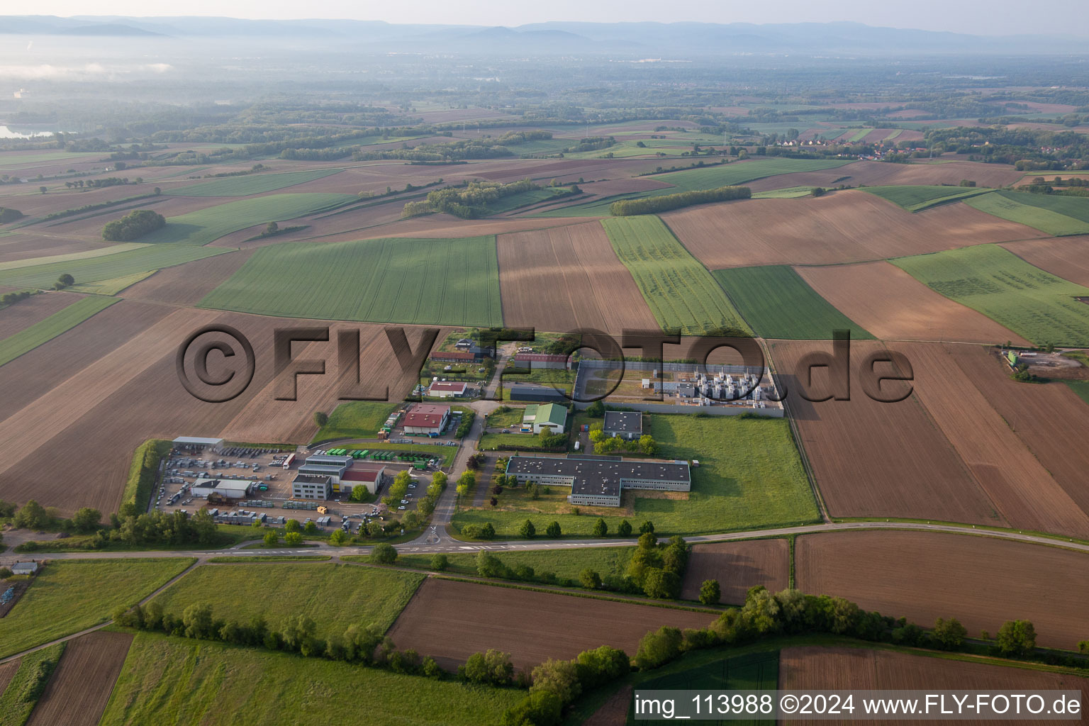 Aerial photograpy of Niederlauterbach in the state Bas-Rhin, France