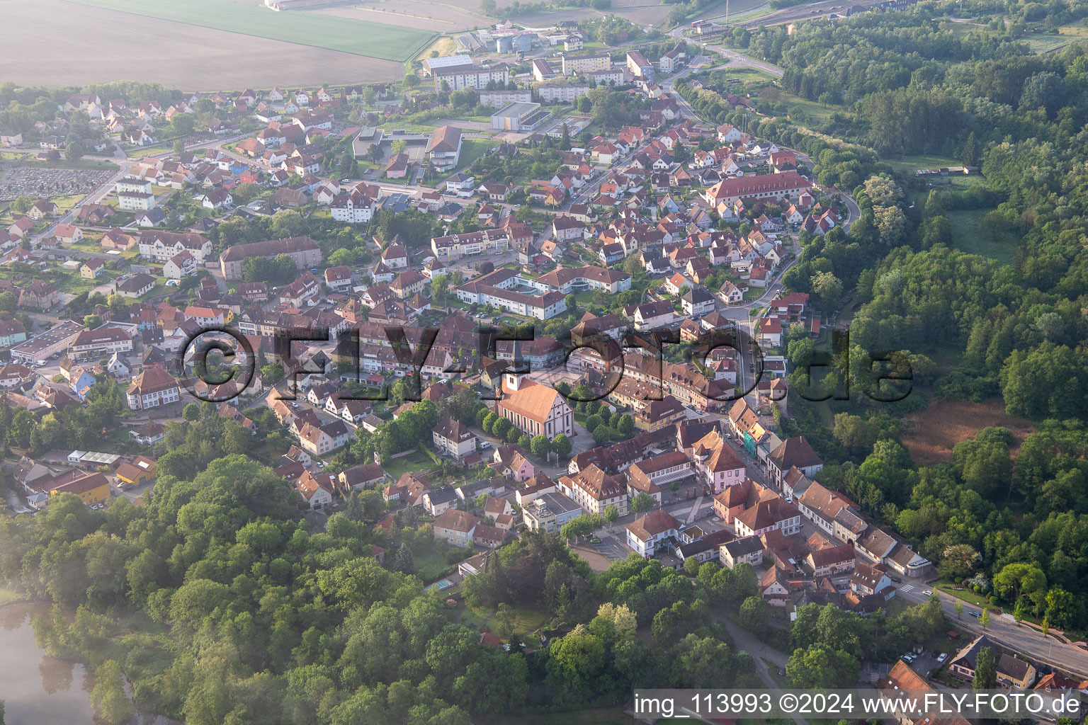 Drone image of Lauterbourg in the state Bas-Rhin, France