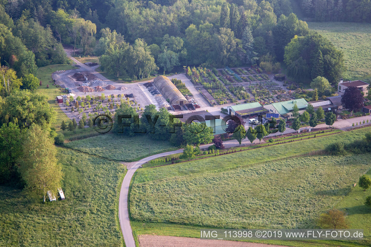 Aerial photograpy of Bienwald tree nursery / Greentec in Berg in the state Rhineland-Palatinate, Germany