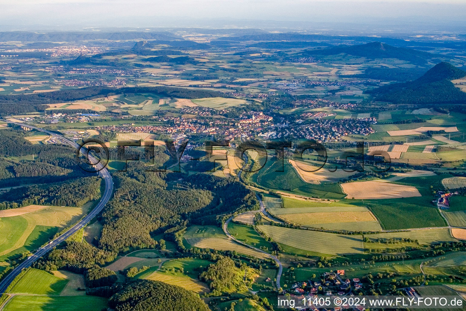 Village next to the A81 from the north in Engen in the state Baden-Wuerttemberg, Germany