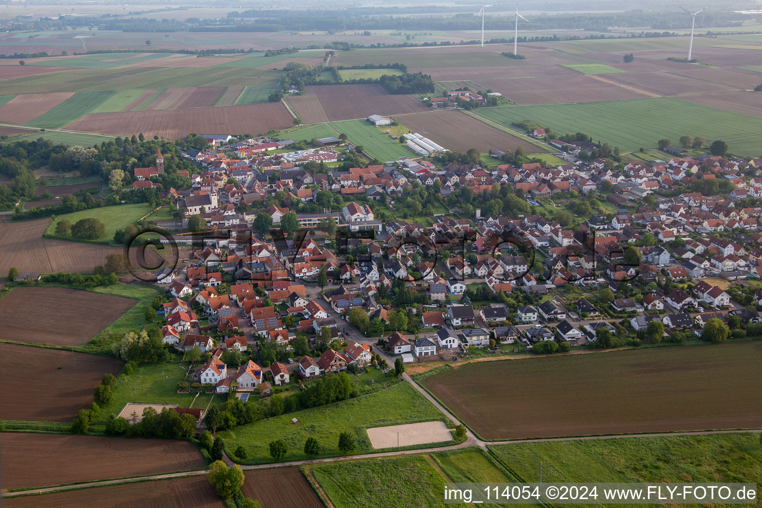 Minfeld in the state Rhineland-Palatinate, Germany from above