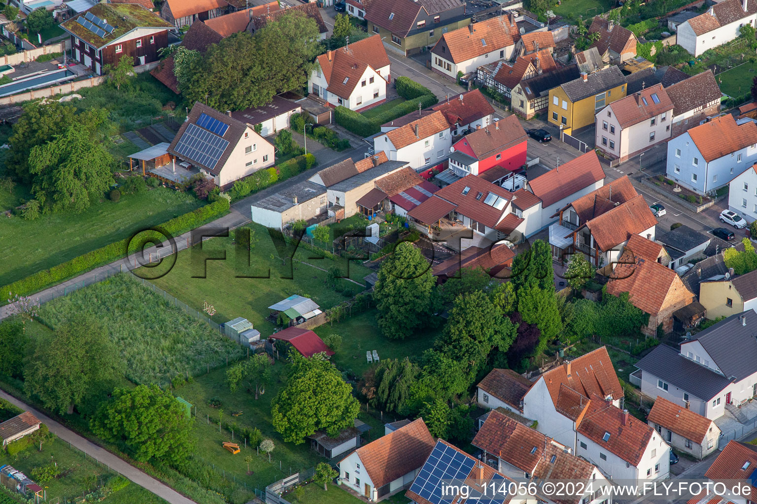 Freckenfeld in the state Rhineland-Palatinate, Germany viewn from the air