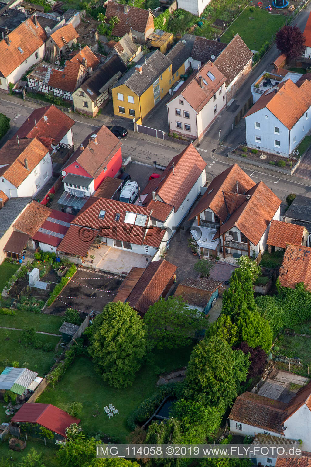 Drone recording of Freckenfeld in the state Rhineland-Palatinate, Germany