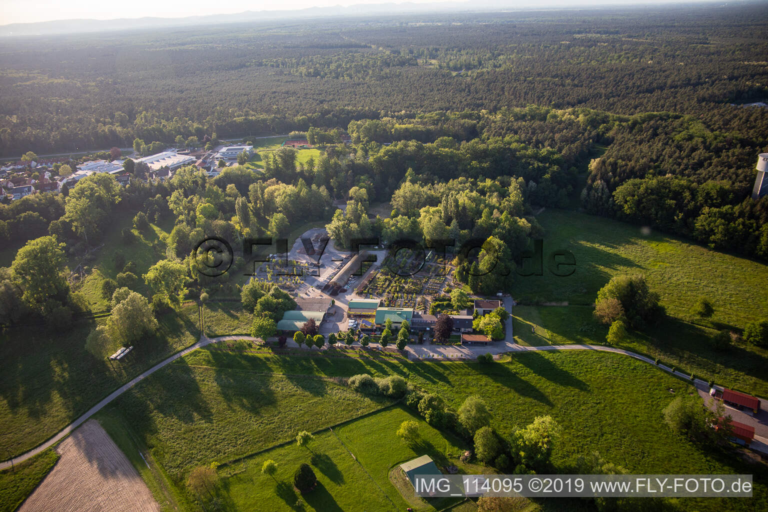 Drone image of Bienwald tree nursery / Greentec in Berg in the state Rhineland-Palatinate, Germany