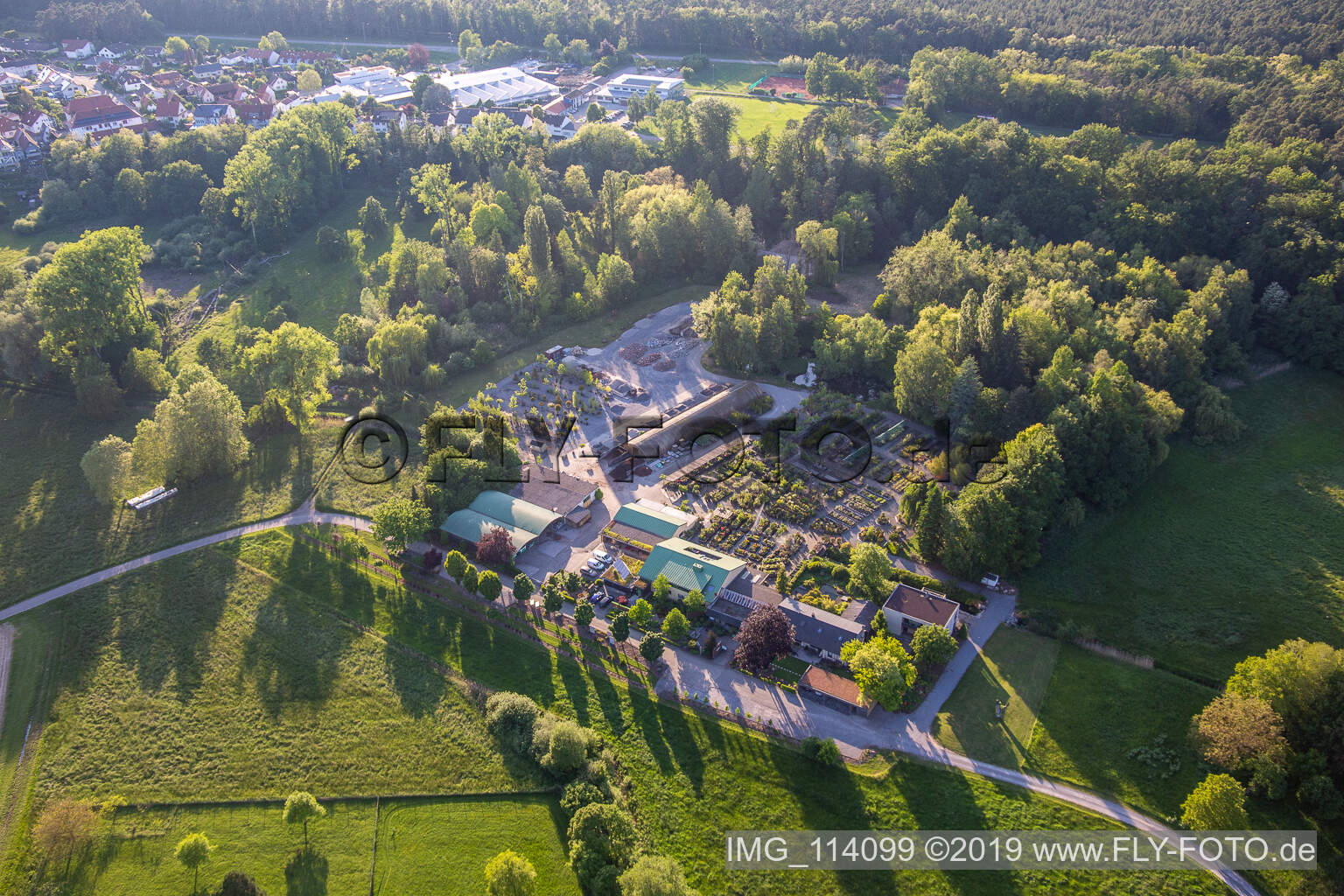 Bienwald tree nursery / Greentec in Berg in the state Rhineland-Palatinate, Germany from the drone perspective