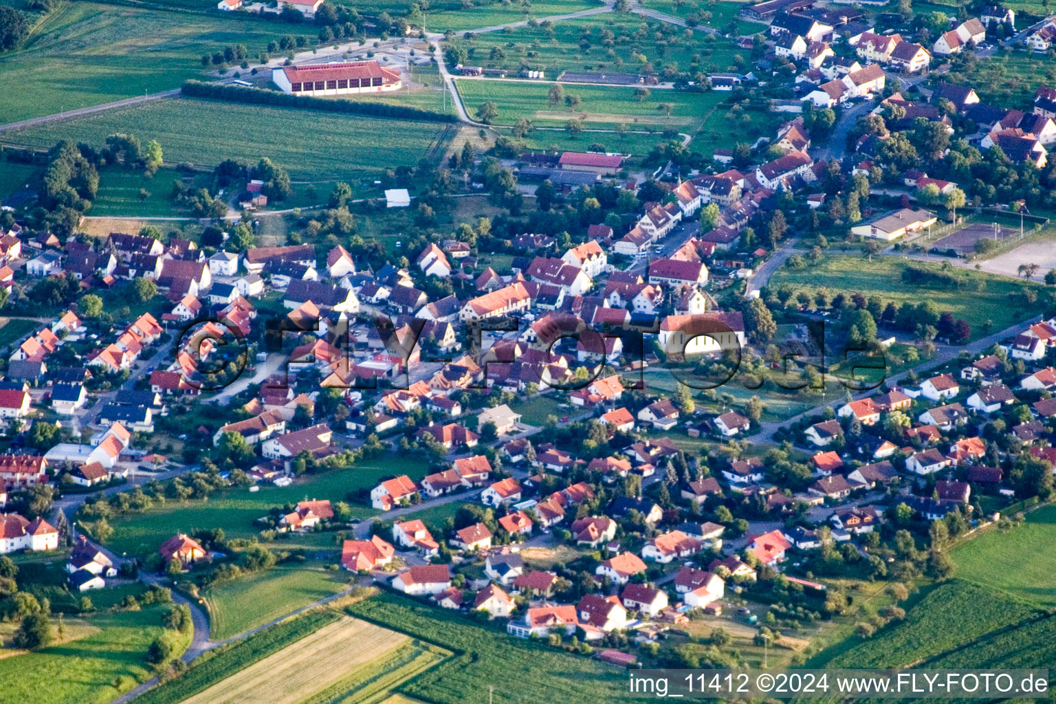 Town View of the streets and houses of the residential areas in Bittelbrunn in the state Baden-Wurttemberg