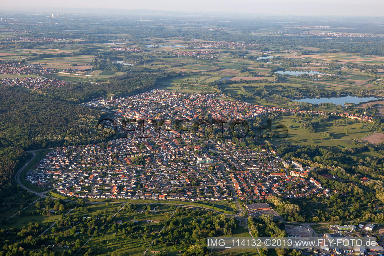 Jockgrim in the state Rhineland-Palatinate, Germany seen from above