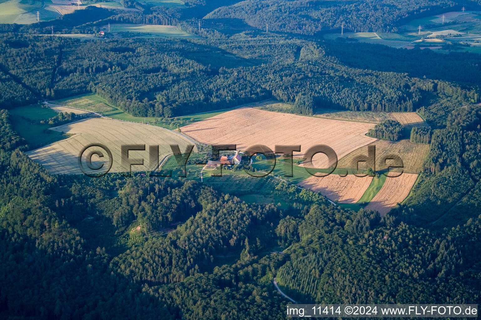 Aerial view of Dornsberg in the district Eckartsbrunn in Eigeltingen in the state Baden-Wuerttemberg, Germany